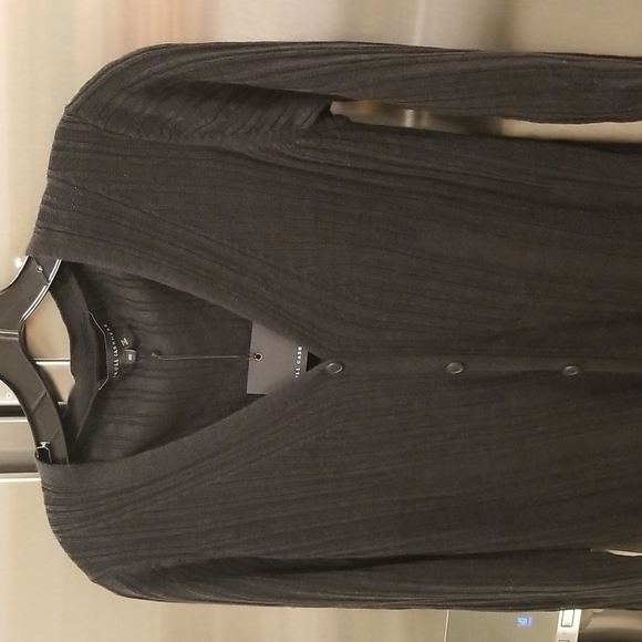 💕SKULL CASHMERE💕 Allison Long Slub Linen Ribbed Duster Cardigan ~ Black XS NWT - Picture 9 of 15